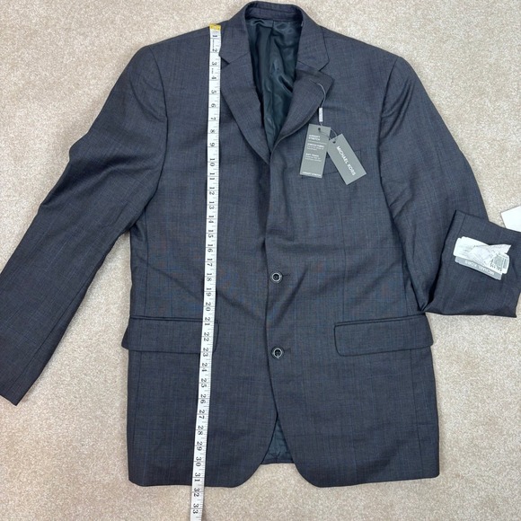 Michael Kors Mens Gray Blue Plaid Blazer Jacket Suit Coat Size 40 Long NWT - Picture 7 of 12